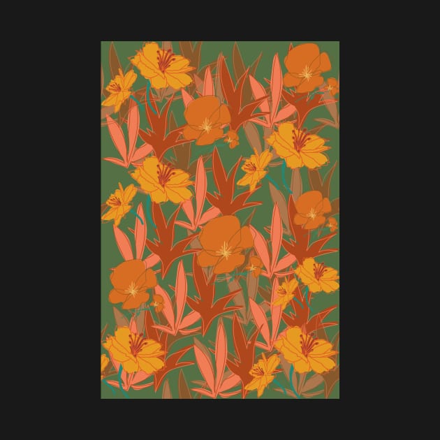 Orange Flower pattern by PedaDesign