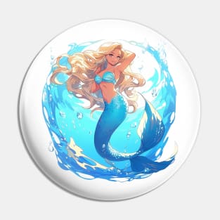 Mystical Allure: Beautiful Manga Mermaid Odyssey Pin