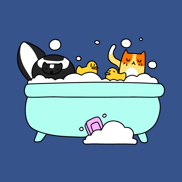 Disover Skunk and Cat Bath Time - Cat - T-Shirt