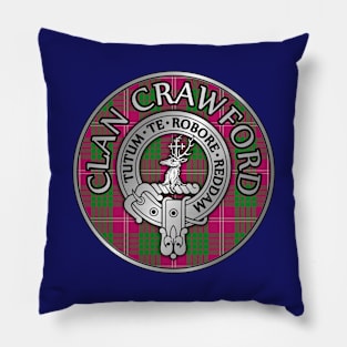 Clan Crawford Crest & Tartan Pillow