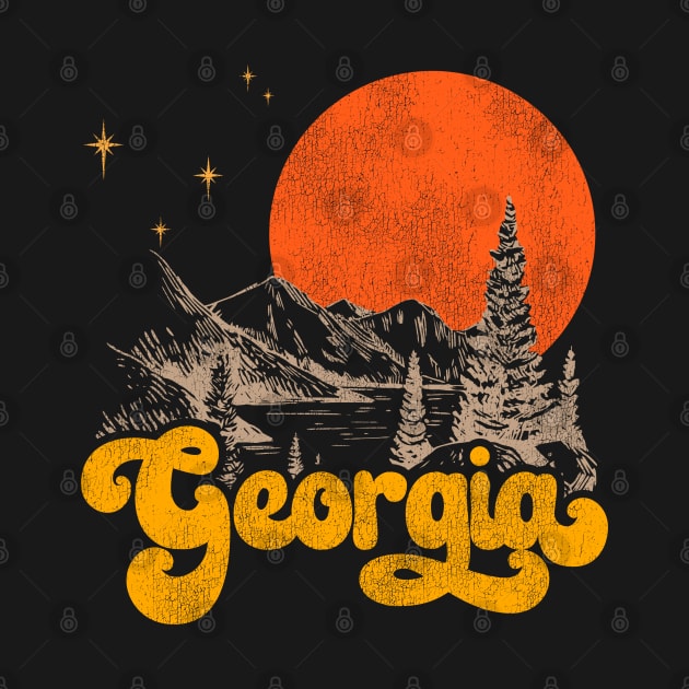 Vintage State of Georgia Mid Century Distressed Aesthetic by darklordpug