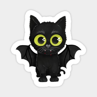 Scary cute cat bat - Halloween illustration Magnet