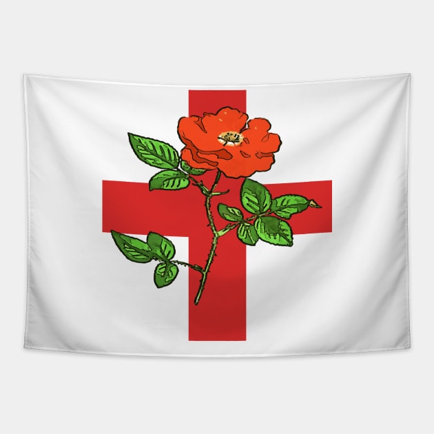 St George Ensign and Tudor Rose England Fan Tapestry by taiche