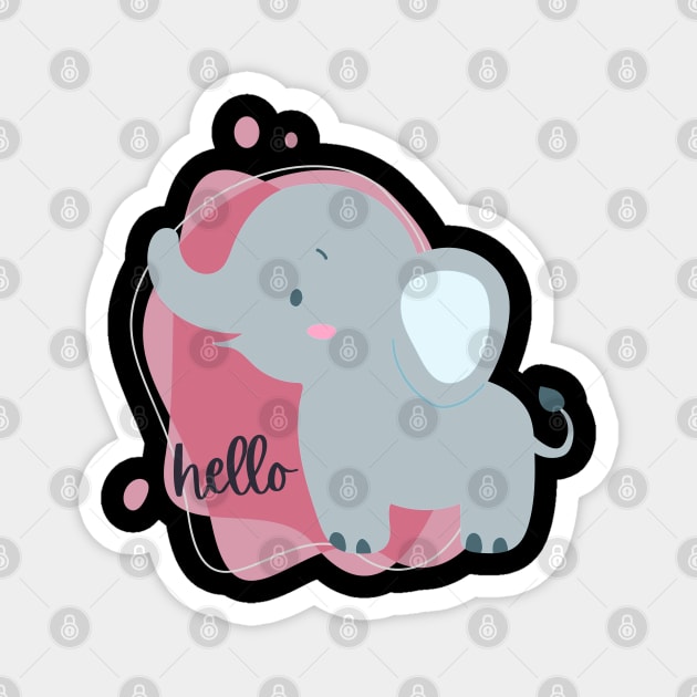 Hello Cute and Smart Cookie Sweet little happy elephant cute baby outfit Magnet by BoogieCreates