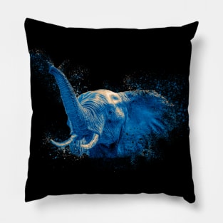 Elephant Distorsion in blue Pillow