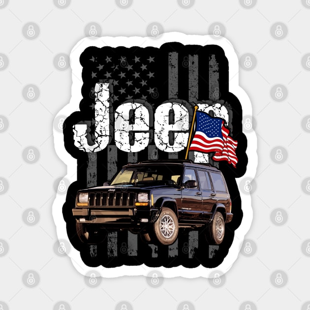 XJ-series Jeep Cherokee Jeepcar JEEP Flag Magnet by alex77alves