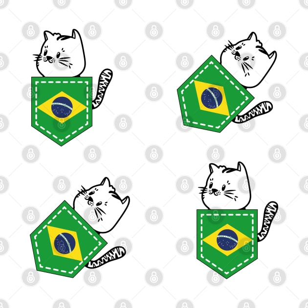 Patriotic Pocket Pussy - Cat Lover -  Brazilian Patriot by PosterpartyCo