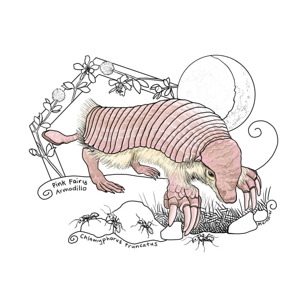 A Pink Fairy Armadillo under the moon by mernstw