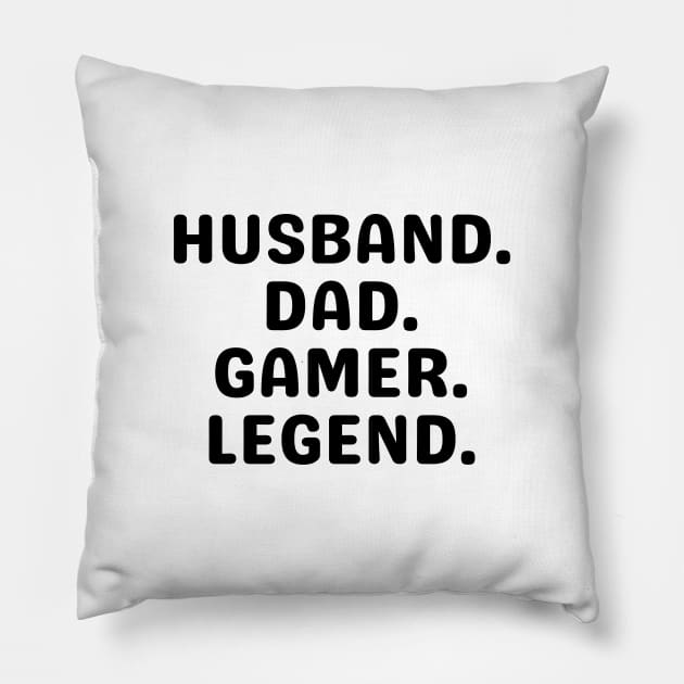 Gamer Dad Gift, Husband Dad Gamer Legend, Gaming Dad Shirt, Nerd Shirt, Gamer Gifts for Him, Father's Day Gift from Wife, Video Game Tee Men Pillow by Kittoable