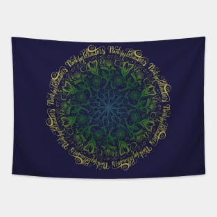 Plant For Pollinators Gold Lettering Mandala Filigree Tapestry