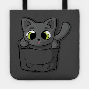 Cute Black Pocket Cat Tote