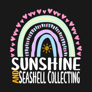 Sunshine and Seashell Collecting Cute Rainbow Gift for Womens Kids Girls T-Shirt