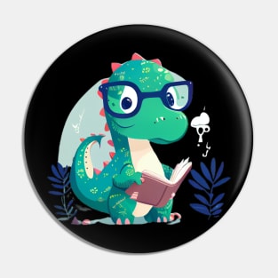 Cute Dinosaur Book Reading Pin