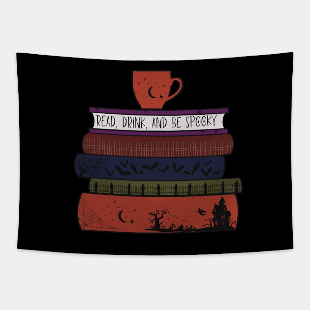 Read, Drink, and Be Spooky Tapestry by Shea Klein