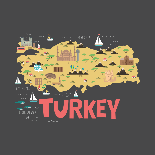 Turkey Illustrated Map by JunkyDotCom