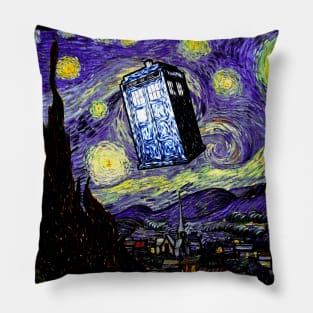 The Tardis in the Starry Night Pillow