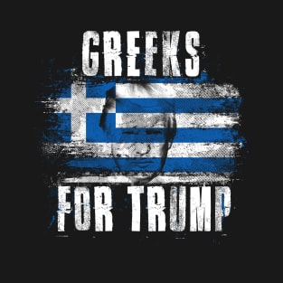 Greeks For Trump - Trump 2020 Patriotic Flag T-Shirt