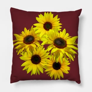 bunch of flowers, sunflowers, sunflower, blooming Pillow