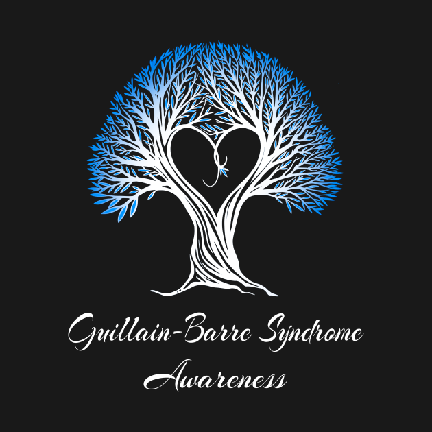 GuillainBarre Syndrome Awareness Blue Ribbon Tree With Heart