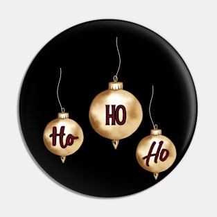 Ho Ho Ho Gold Christmas Ornaments Pin