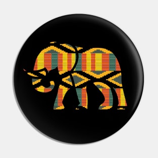 Elephant Animal with African Kente Pattern Pin