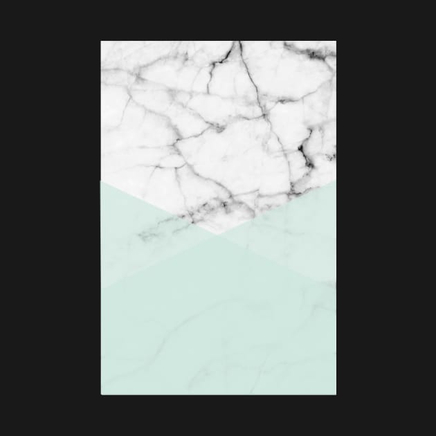 Real White Marble Half Mint Green Shapes by fivemmPaper