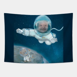 Baby Astronaut with Teddy Bear Tapestry