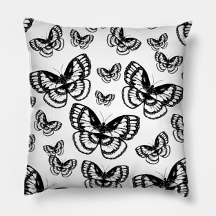 Black and White Butterflies Pattern Pillow