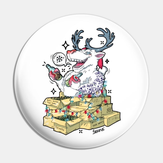 Oh deer drunk reindeer celebrating Christmas Pin by SPIRIMAL