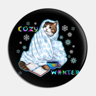 Cozy winter cat Pin