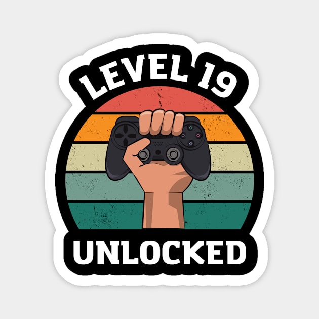 Level 19 Unlocked Birthday 19 T-shirt Magnet by Crazy.Prints.Store