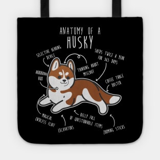 Red Siberian Husky Dog Anatomy Tote