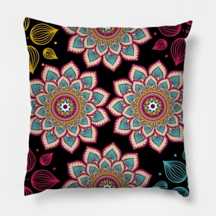 Colorful Lotus Flower Mandala Art Pattern | Floral Mandala Designs | Gift for Women | Gift for Men T-Shirt Pillow