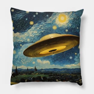 Vincent Van Gogh UFO Alien Starry Night Pillow