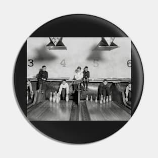 Arcade Bowling Alley, 1909. Vintage Photo Pin