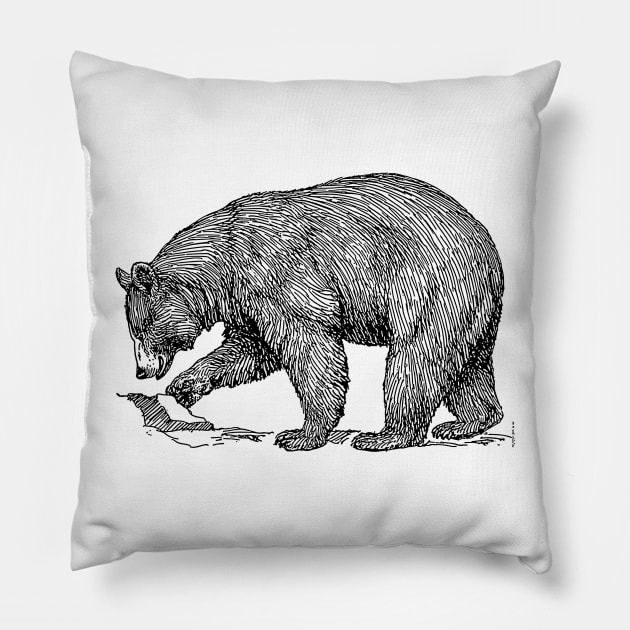 Black bear Pillow by linesdesigns