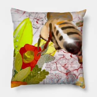 Mixed Media Honeybee Pillow