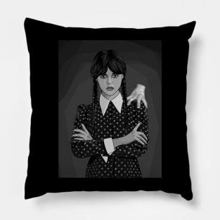 Jenna ortega black & white Pillow