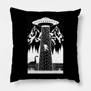 Bigfoot Ufo Abduction Loch Ness Monster Pillow