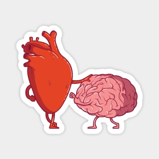 Head vs Heart // Funny Heart versus Brain Cartoon Magnet