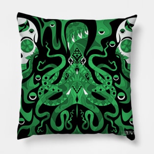 the monster in the ocean kraken squid ecopop in totonac pattern Pillow