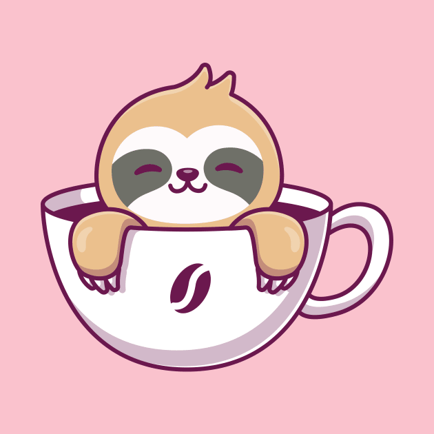 Cute Sloth In The Coffee Cup by Catalyst Labs