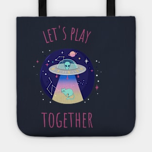 alien and cat Tote