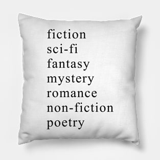 Book Genres Pillow