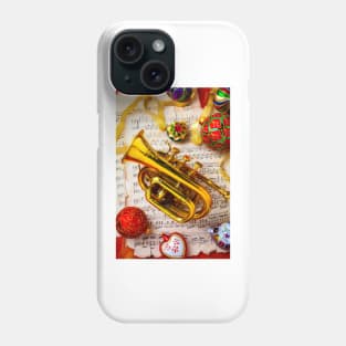 Brass Pocket Trumpet And Christmas Ornaments Phone Case