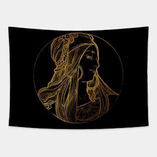 Art nouveau gold silhouette lady 8 Tapestry