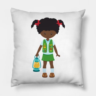 Girl Scout, African American Girl, Little Girl Pillow