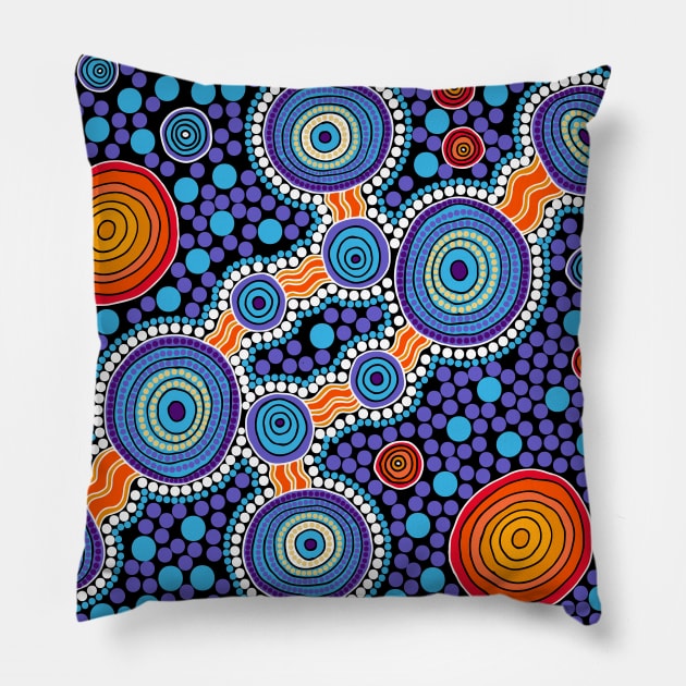 Aboriginal Art - The Journey 2 Pillow by hogartharts