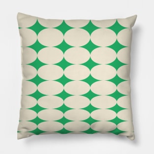 Retro Round Pattern - Green White Pillow