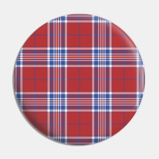 USA America Red White Blue Tartan Plaid Pattern Pin